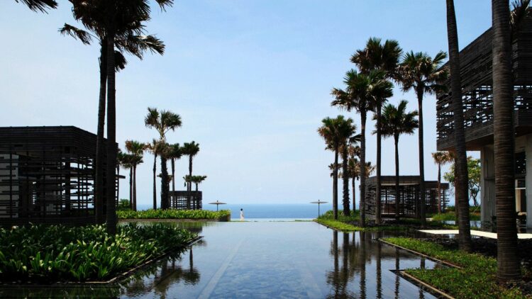 palm trees ocean-alila villas uluwatu bali