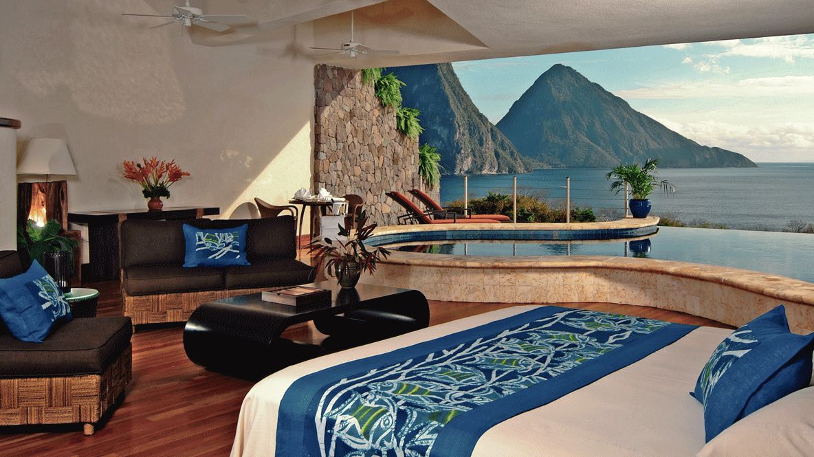 bedroom with pool-jade mountain st. lucia