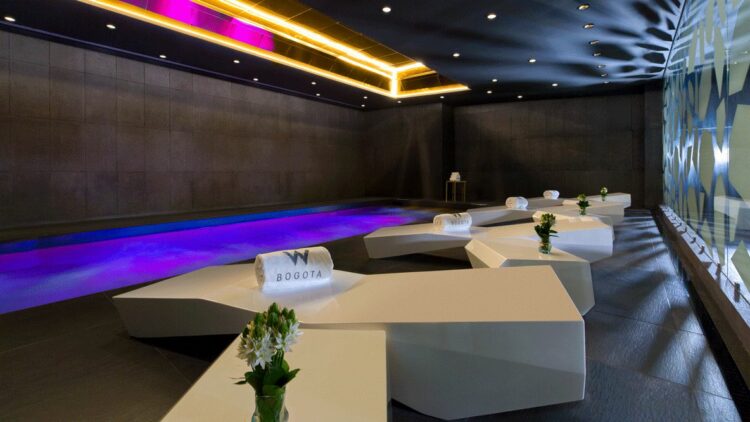 hotels in heaven w bogota pool indoor spa inside towel flower luxury colorful lights amazing