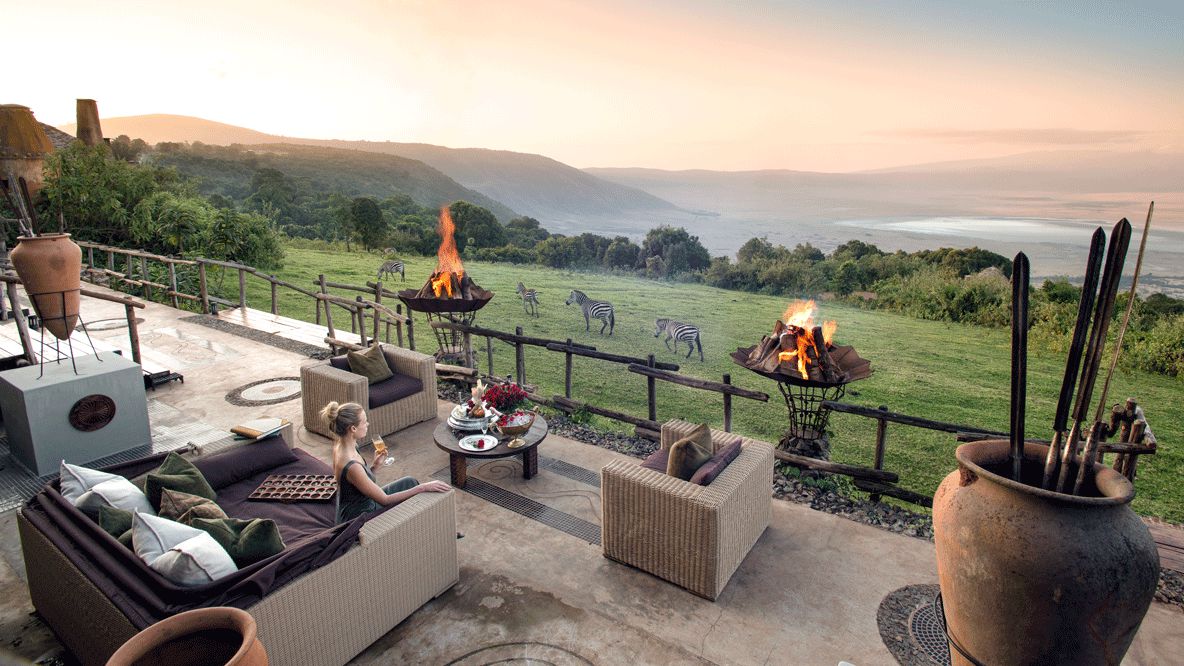 cozy terrace safari-andbeyond ngorongoro crater lodge tanzania
