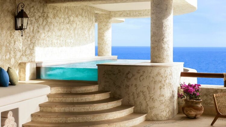 hotels in heaven las ventanas al paraiso prvate pool ocean view luxury pillow towel sea flower stairs noble beautiful lamp colorful chair