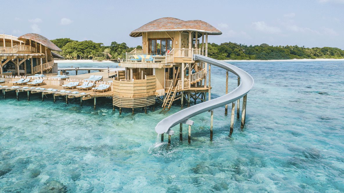 watervilla private slide-soneva fushi maldives