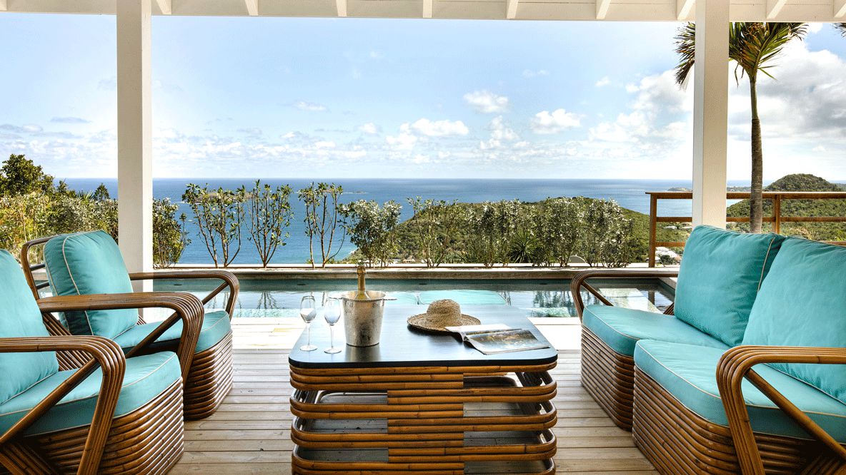 private terrace with pool-villa marie saint-barth