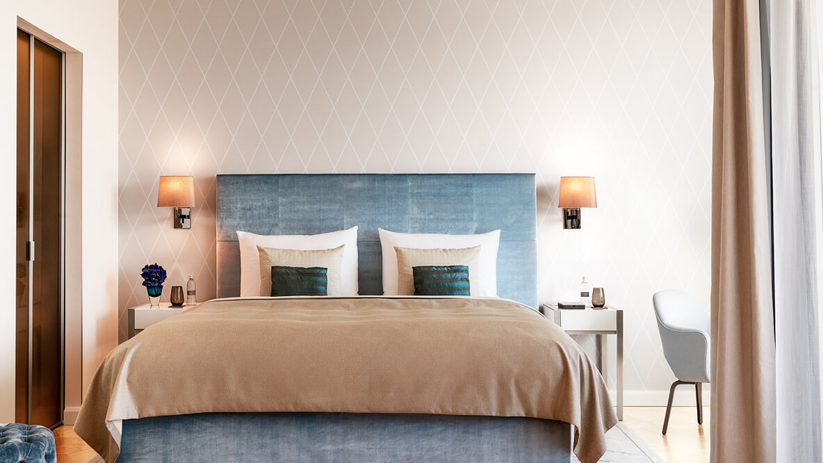 modern luxury bedroom-the fontenay hamburg