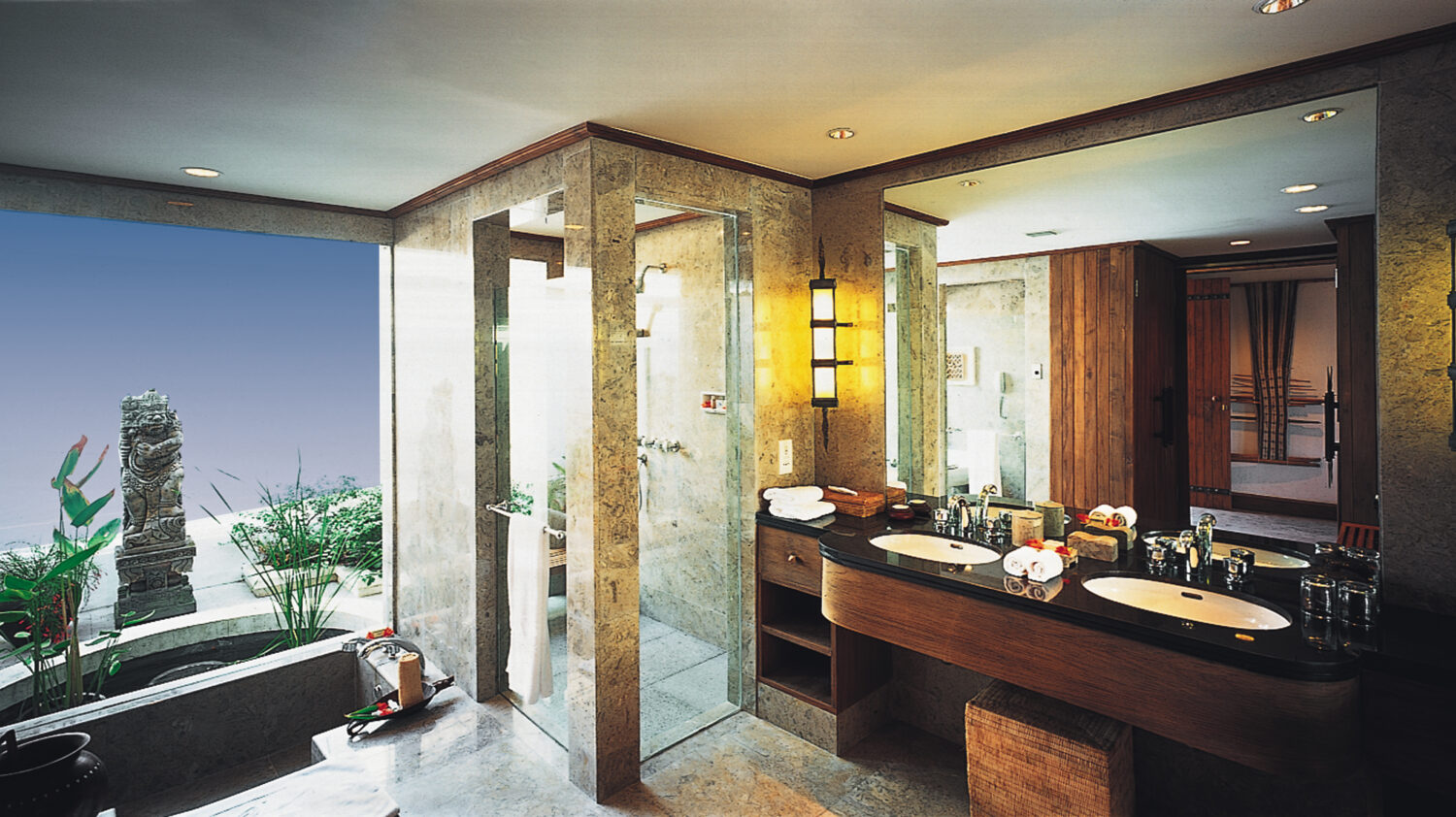 pavilion bathroom interior-the oberoi beach resort lombok